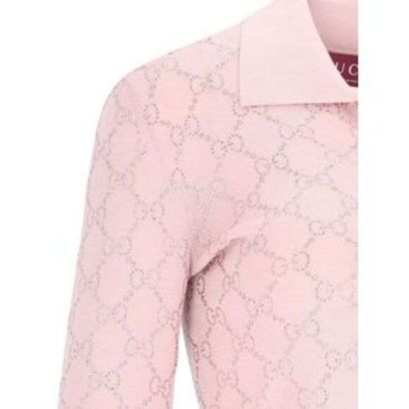 Gucci Women "Gg Crystal" Knit Polo Shirt - Picture 4 of 5